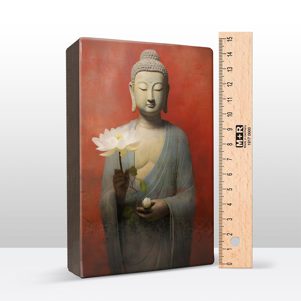 Buddha mit Blumen – Mini Laqueprint – 9,6 x 14,7 cm – LPS526