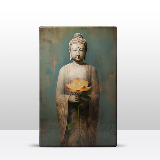 Buddha mit Blumen – Mini Laqueprint – 9,6 x 14,7 cm – LPS530