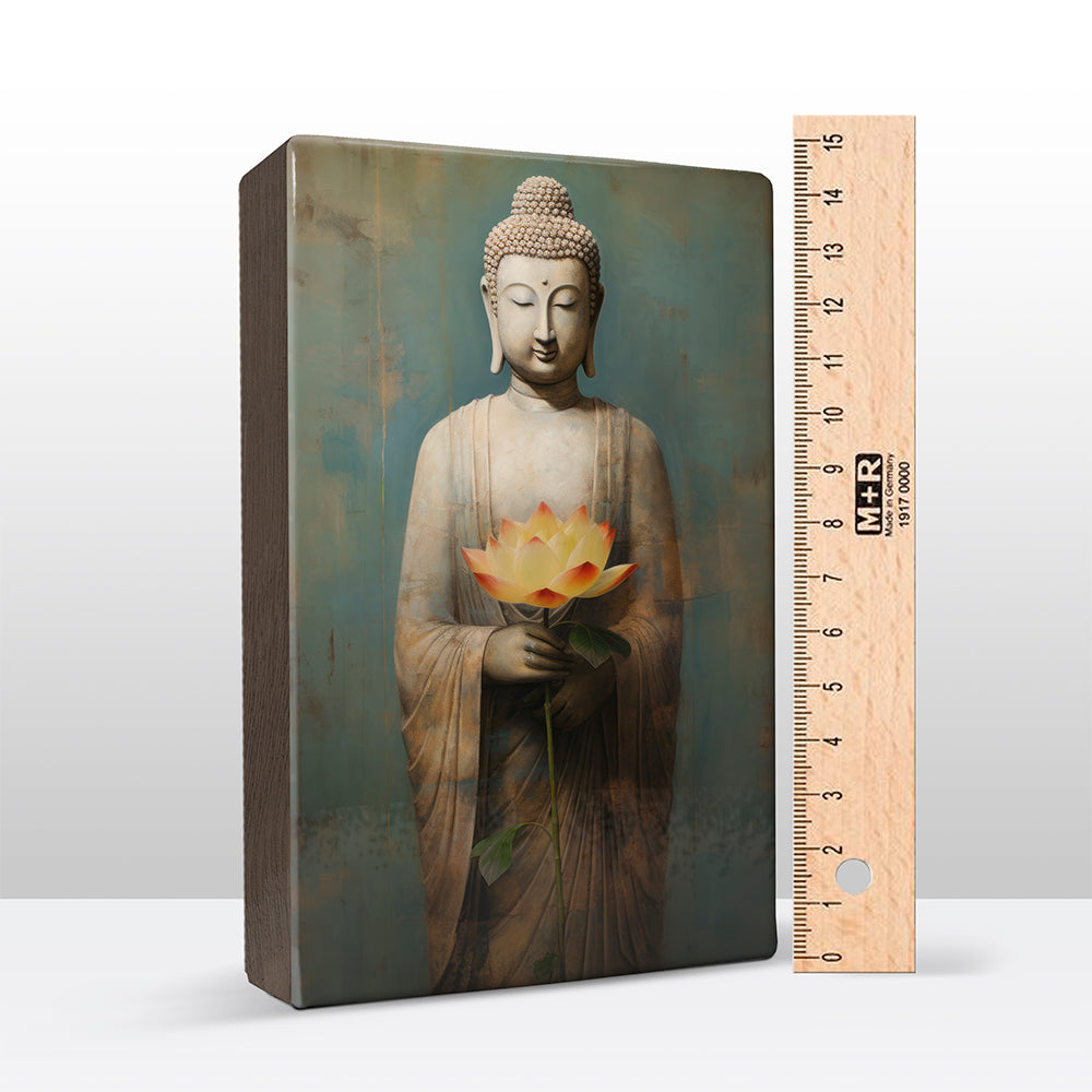 Buddha with flowers - Mini Laqueprint - 9.6 x 14.7 cm - LPS530