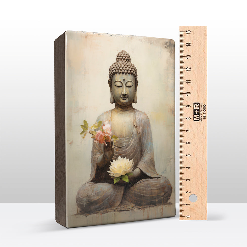 Buddha mit Blumen – Mini Laqueprint – 9,6 x 14,7 cm – LPS532