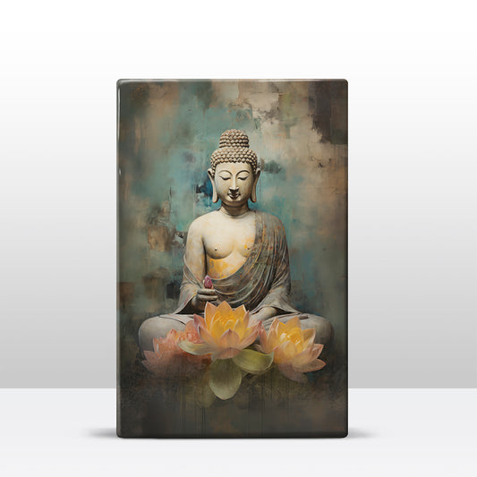 Buddha mit Blumen – Mini Laqueprint – 9,6 x 14,7 cm – LPS534