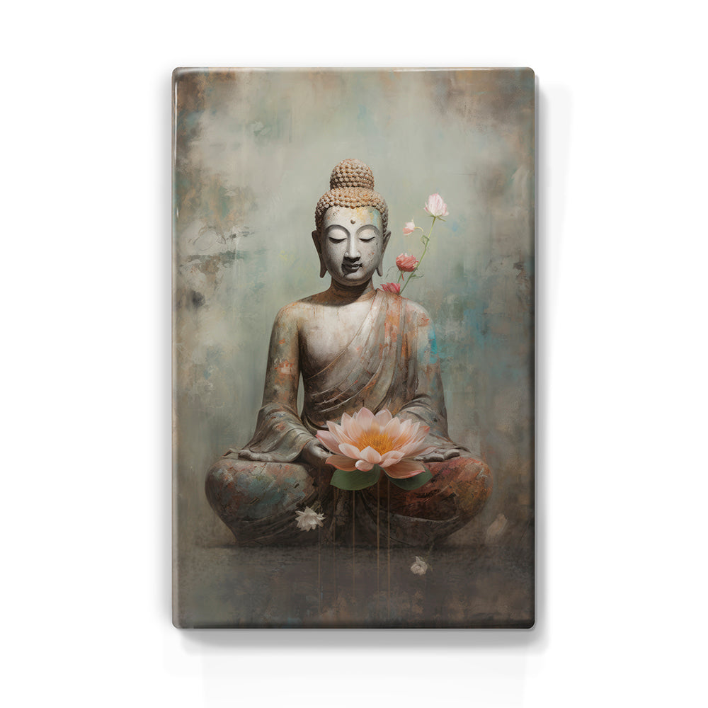 Buddha mit Blumen – Mini Laqueprint – 9,6 x 14,7 cm – LPS535