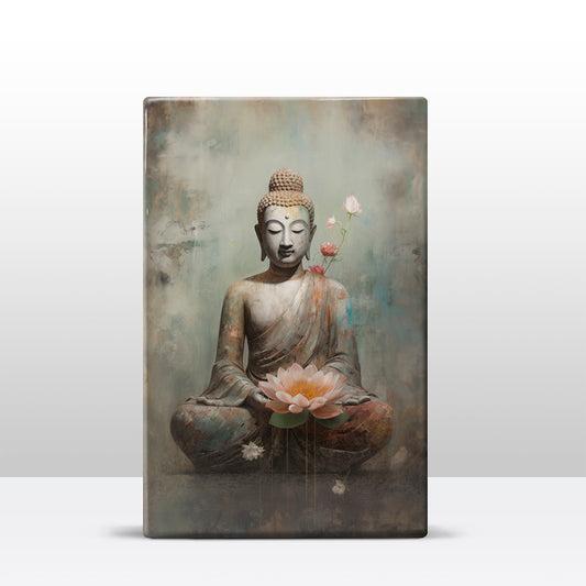 Buddha mit Blumen – Mini Laqueprint – 9,6 x 14,7 cm – LPS535