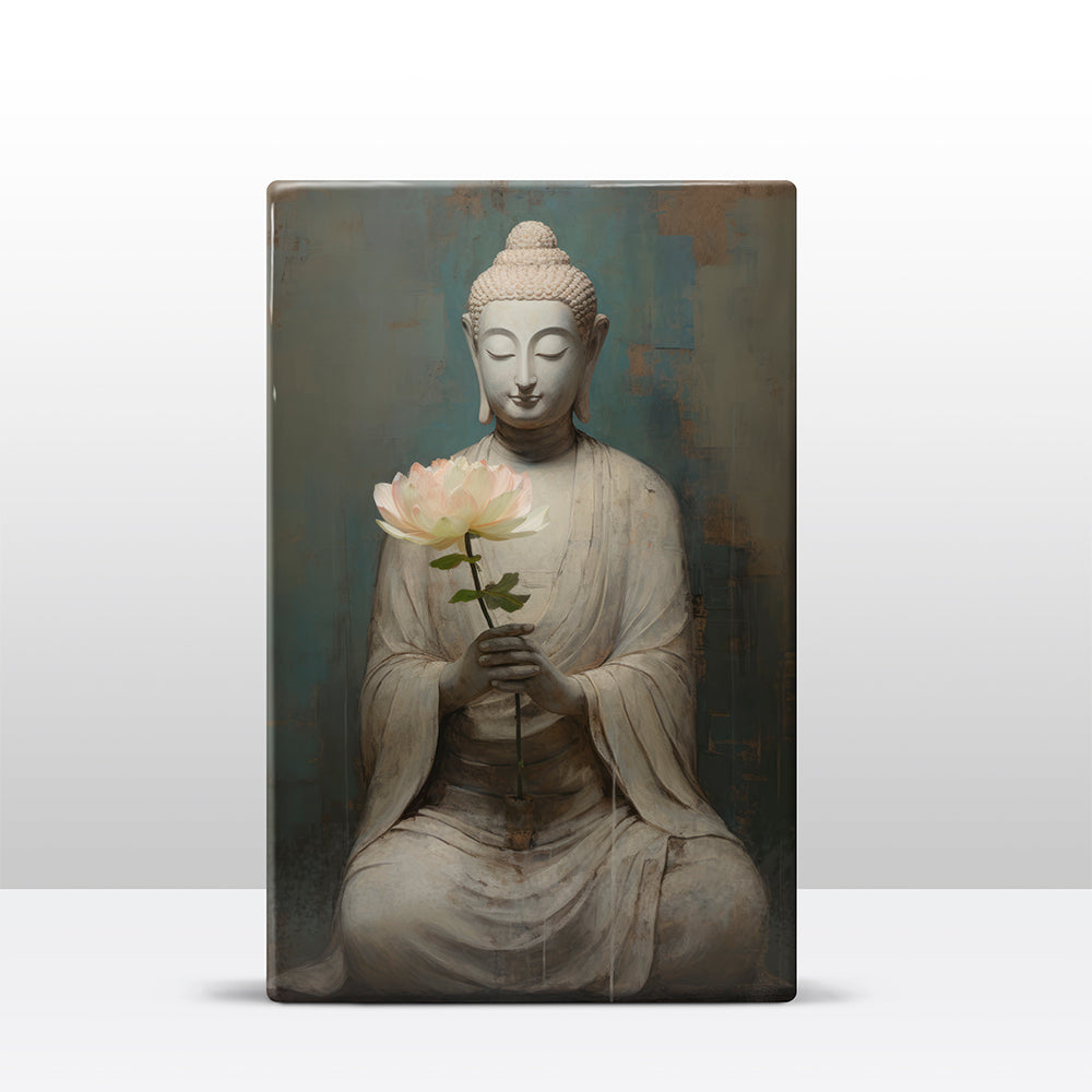 Buddha with flowers - Laque print - 19.5 x 30 cm - LP536