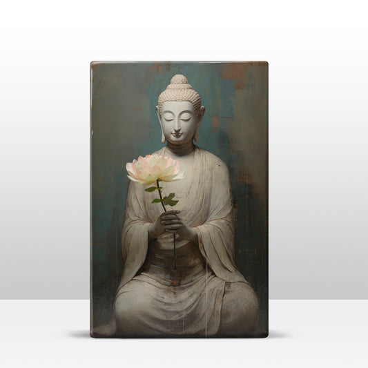 Buddha mit Blumen – Mini Laqueprint – 9,6 x 14,7 cm – LPS536