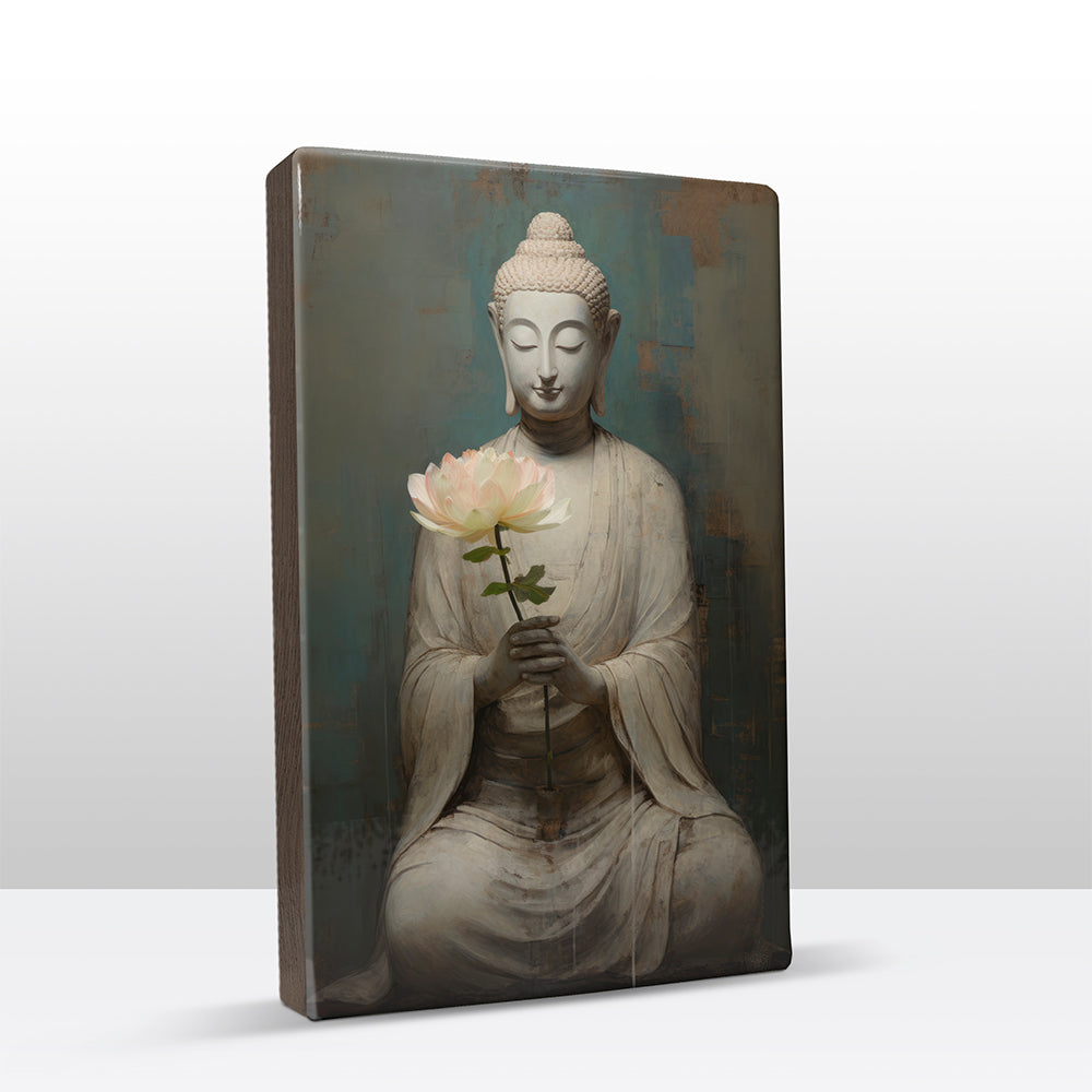 Buddha with flowers - Laque print - 19.5 x 30 cm - LP536